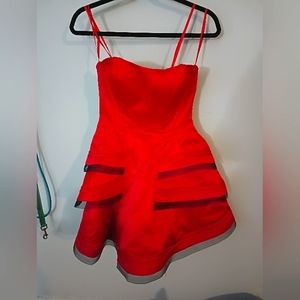 Mac Duggal red strapless dress. Size 4
